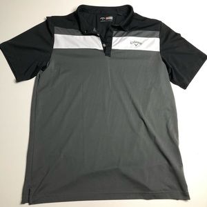 Callaway Opti Dri Golf Shirt Gray Black Mens Polo XL
